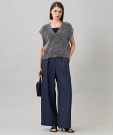 ICB L 【洗える】 ドレープスラブデニム ワイドパンツ