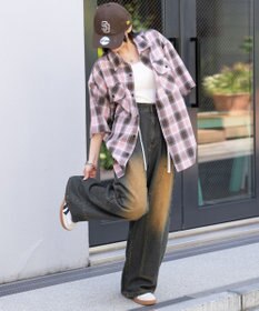 WEGO 【ユニセックス着用ITEM/SMLサイズ展開】オンブレチェックシャツ（SS）