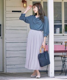 Tiaclasse L 【洗える】胸元ドレープブラウス