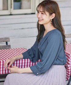 Tiaclasse L 【洗える】胸元ドレープブラウス