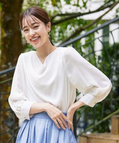 Tiaclasse L 【洗える】胸元ドレープブラウス