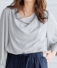 Tiaclasse L 【洗える】胸元ドレープブラウス