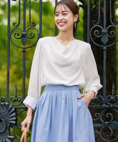 Tiaclasse L 【洗える】胸元ドレープブラウス