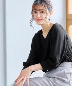 Tiaclasse L 【洗える】胸元ドレープブラウス