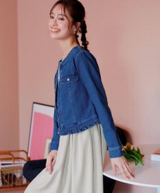 Tiaclasse 【洗える】ノーカラーデニムジャケット