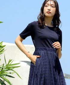 Tiaclasse 【洗える】異素材ドッキングワンピース