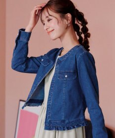 Tiaclasse 【洗える】ノーカラーデニムジャケット