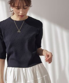 組曲 L 【先行予約・WEB限定】ポップコーンアーガイル5分袖 ニット