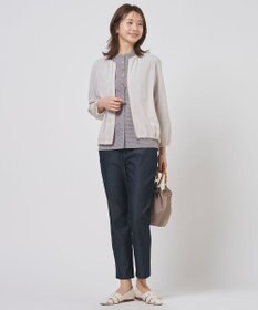 J.PRESS LADIES リネンminiチェック バンドカラー ブラウス