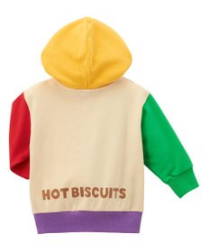 MIKI HOUSE HOT BISCUITS 【80-120cm】 マルチカラー配色切り替え ロゴパーカー