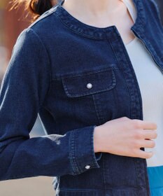 Tiaclasse 【洗える】ノーカラーデニムジャケット