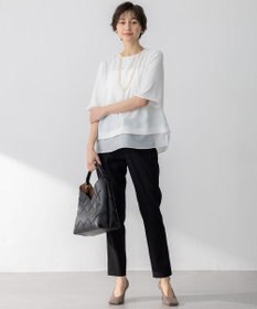 23区 L 【洗える】リネンレーヨンストレッチ テーパード パンツ