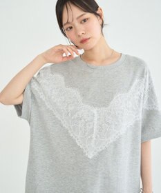 earth music&ecology レース切替ドルマン裏毛プルオーバー