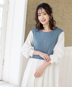 Tiaclasse L 【洗える】一枚でコーデが決まるニットソーレイヤード風ワンピ