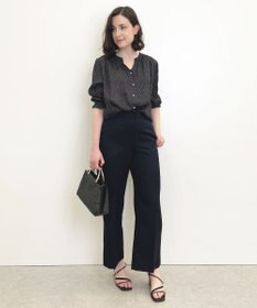 自由区 【接触冷感・速乾・UVカット・撥水・防シワ】リネンライクツイル ワイドストレート