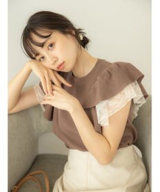 earth music&ecology レースドッキングフリルニットプルオーバー