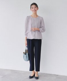 Tiaclasse 【ストレッチジョーゼット】スリットテーパードパンツ