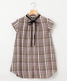 組曲 S 【リボンタイ付き】シアーツイルチェック ブラウス