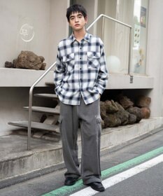 WEGO 【ユニセックス着用ITEM/ウエストゴム/MLサイズ展開】ワイドスウェットカーゴパンツ