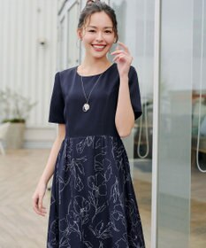 Tiaclasse 【小倉優子さん着用・新色追加・洗える】モノトーンフラワープリントワンピース