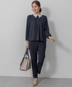 組曲 【KUMIKYOKU NAVY】コンフォータブルドレープフリル テーパードパンツ