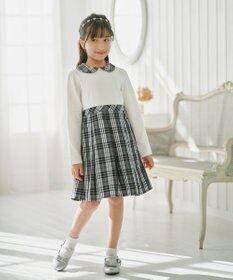 組曲 KIDS 【110-140㎝】チェックタフタドッキング ワンピース