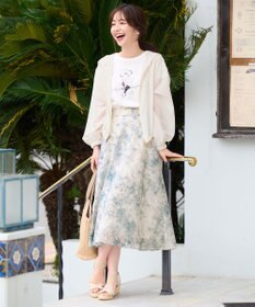 ANY SIS 【洗える】水彩フラワープリント スカート