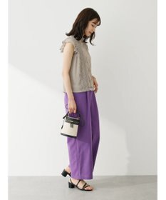 Green Parks 綿麻混タックストレートワイドパンツ