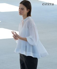 23区 【エステータ】サッカーオーガンジー タックブラウス
