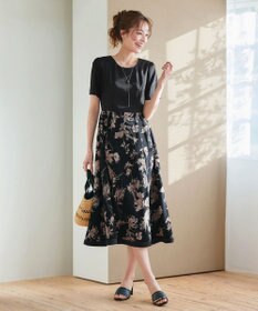 Tiaclasse 【小倉優子さん着用・新色追加・洗える】モノトーンフラワープリントワンピース