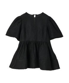 Green Parks パフスリーブジャガードペプラムブラウス