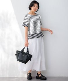 23区 S 【洗える】ランダムボーダー ドルマン カットソー