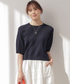 組曲 L 【先行予約・WEB限定】ポップコーンアーガイル5分袖 ニット