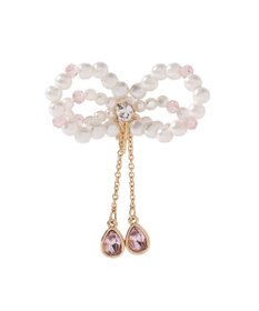 Maison de FLEUR パールリボンビジューイヤリング