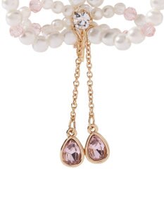 Maison de FLEUR パールリボンビジューイヤリング
