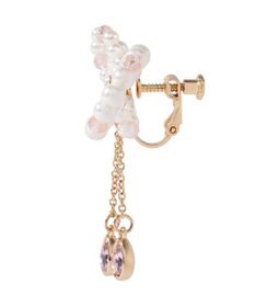 Maison de FLEUR パールリボンビジューイヤリング