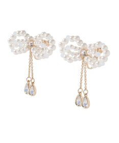 Maison de FLEUR パールリボンビジューイヤリング