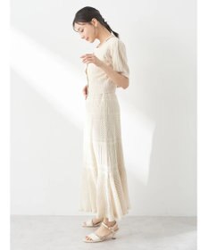 earth music&ecology ２点ＳＥＴ透かし編みカーディガン＋裾フレアスカート