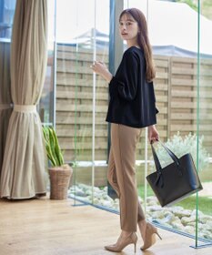 Tiaclasse 【安田美沙子さん着用・日本製・洗える】ジョーゼットピンタックテーパードパンツ