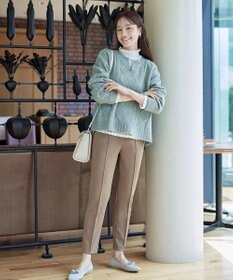 Tiaclasse 【安田美沙子さん着用・日本製・洗える】ジョーゼットピンタックテーパードパンツ