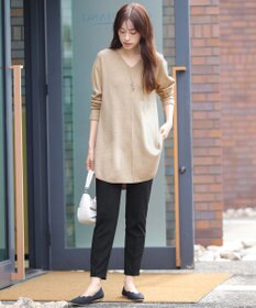 Tiaclasse 【安田美沙子さん着用・日本製・洗える】ジョーゼットピンタックテーパードパンツ