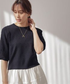 組曲 L 【先行予約・WEB限定】ポップコーンアーガイル5分袖 ニット