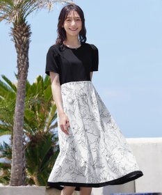 Tiaclasse 【小倉優子さん着用・新色追加・洗える】モノトーンフラワープリントワンピース