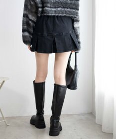 WEGO ベルト付デニムプリーツスカパン