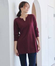 Tiaclasse L 【洗える】キーネックラメニットチュニック