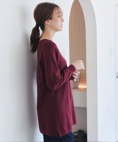 Tiaclasse L 【洗える】キーネックラメニットチュニック