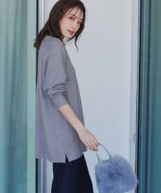 Tiaclasse L 【洗える】キーネックラメニットチュニック