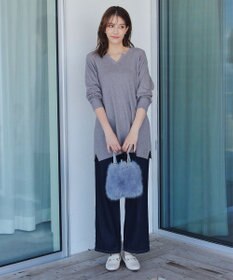 Tiaclasse L 【洗える】キーネックラメニットチュニック