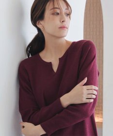 Tiaclasse L 【洗える】キーネックラメニットチュニック