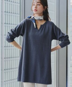 Tiaclasse L 【洗える】キーネックラメニットチュニック